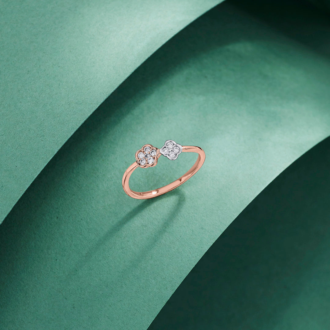 Twin Flowers Cocktail Diamond Ring