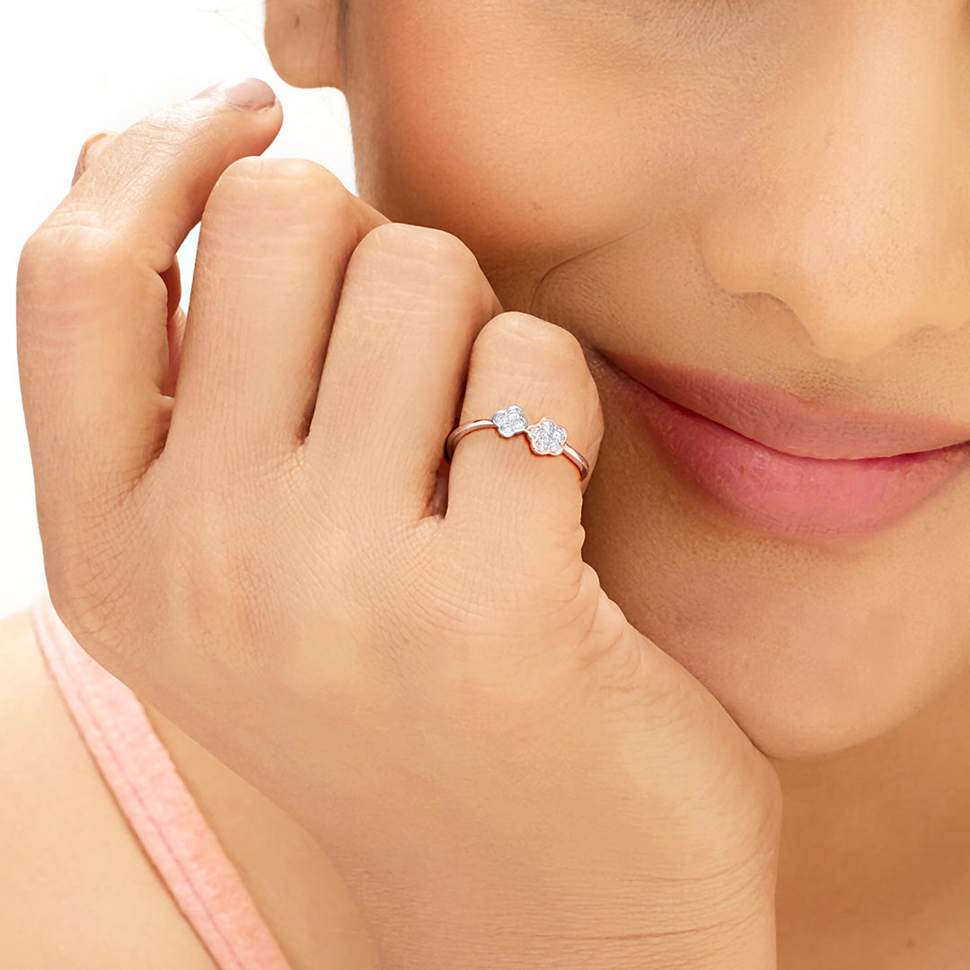 Twin Flowers Cocktail Diamond Ring