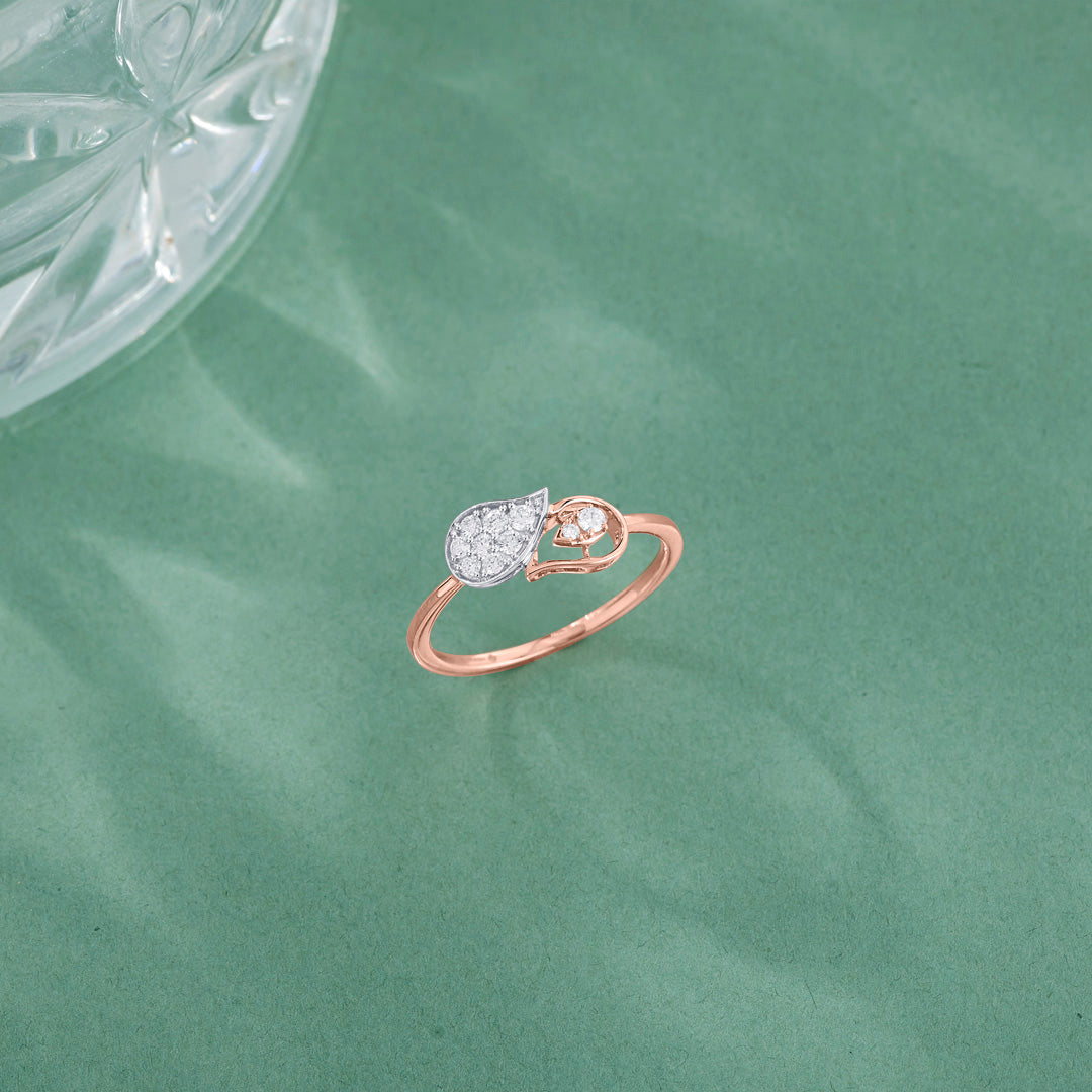 bright dew fashion rose gold diamond ring