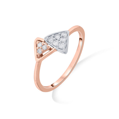 Twin Studded Triangles Fashion Rose Gold Diamond Ring