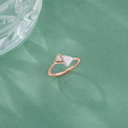 Twin Studded Triangles Fashion Rose Gold Diamond Ring