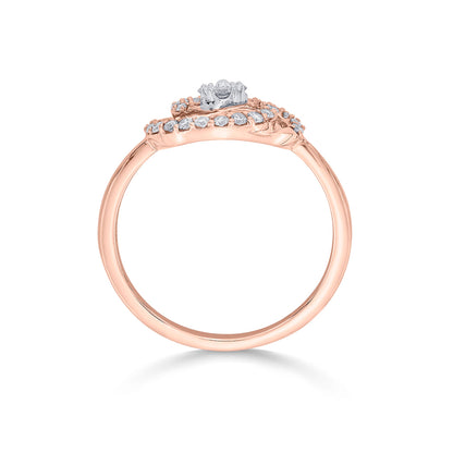 Oval Swirl Fashion Rose Gold Diamond Ring