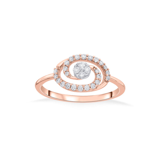 Oval Swirl Fashion Rose Gold Diamond Rings