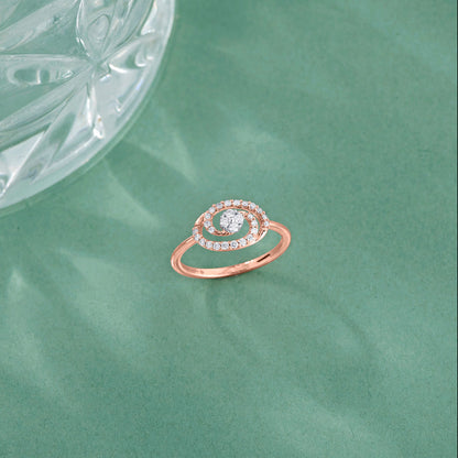 Oval Swirl Fashion Rose Gold Diamond Ring
