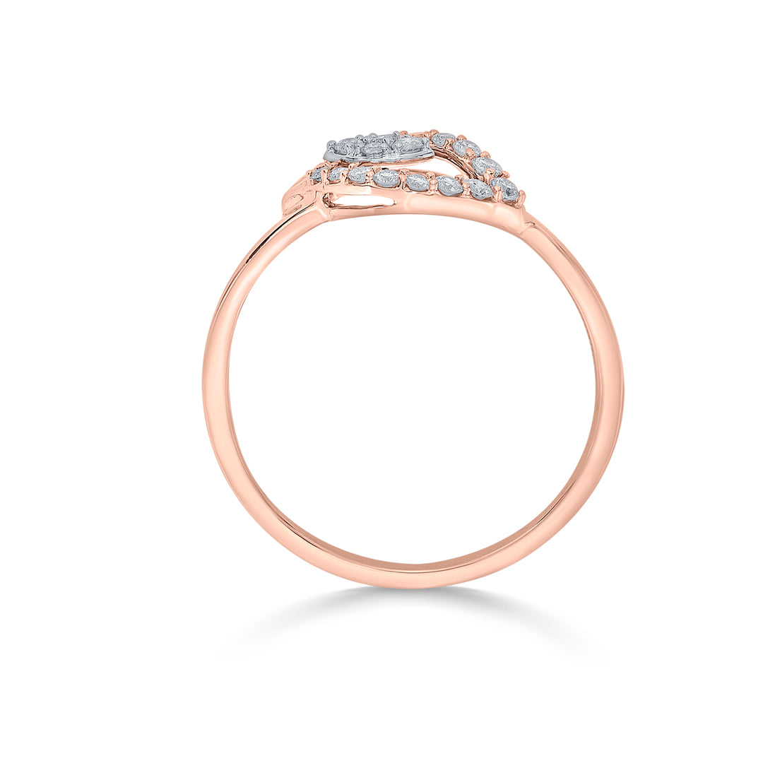 blooming petal fashion rose gold diamond ring