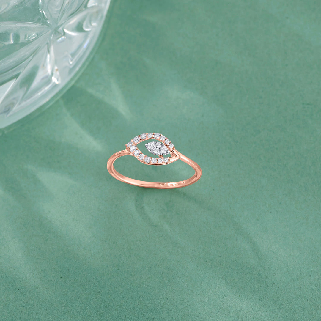 blooming petal fashion rose gold diamond ring