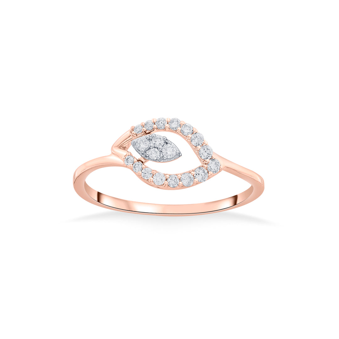 blooming petal fashion rose gold diamond ring