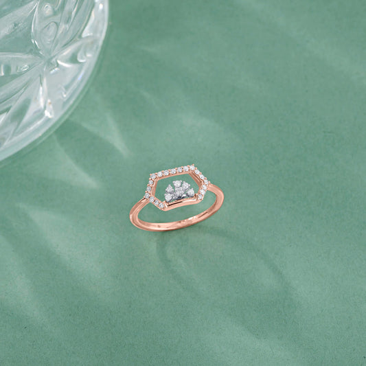 Hexa Bloom Fashion Rose Gold Diamond Ring