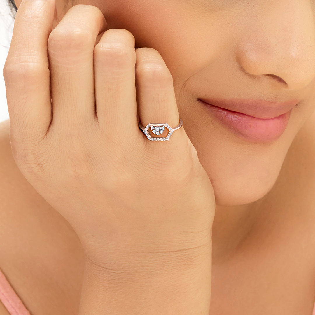 Hexa Bloom Fashion Rose Gold Diamond Ring