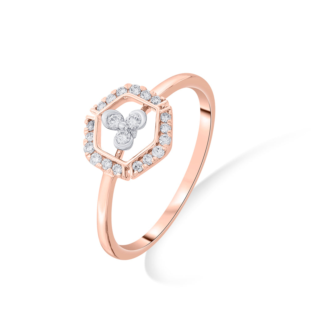hexa glow casual rose gold diamond ring