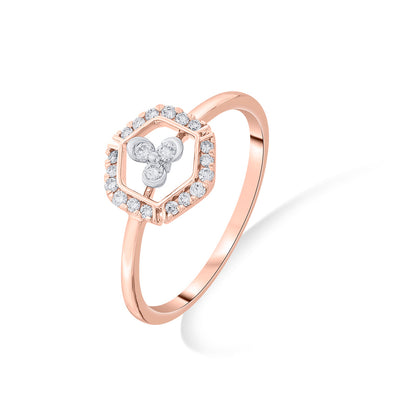 Hexa Glow Casual Rose Gold Diamond Ring