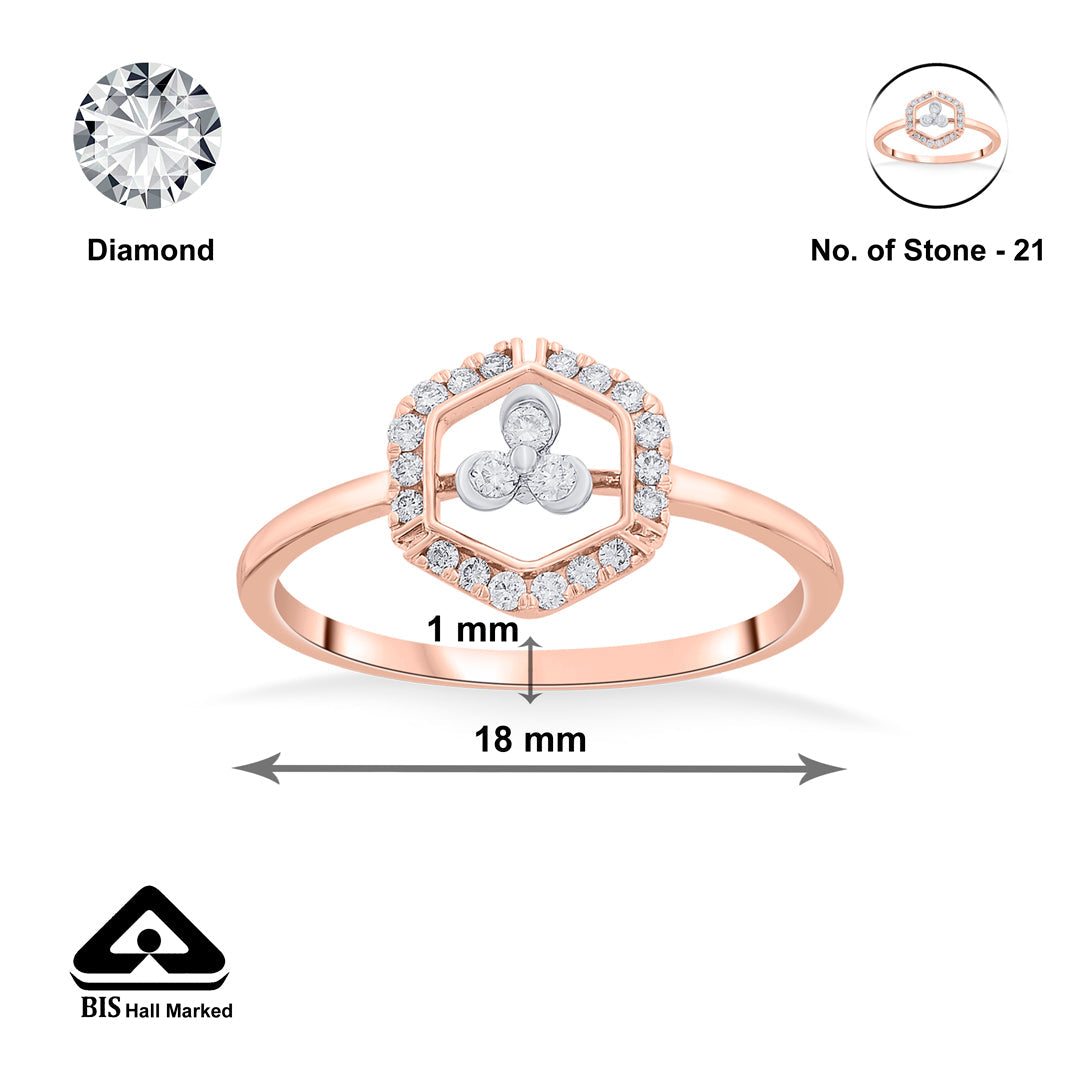 hexa glow casual rose gold diamond ring
