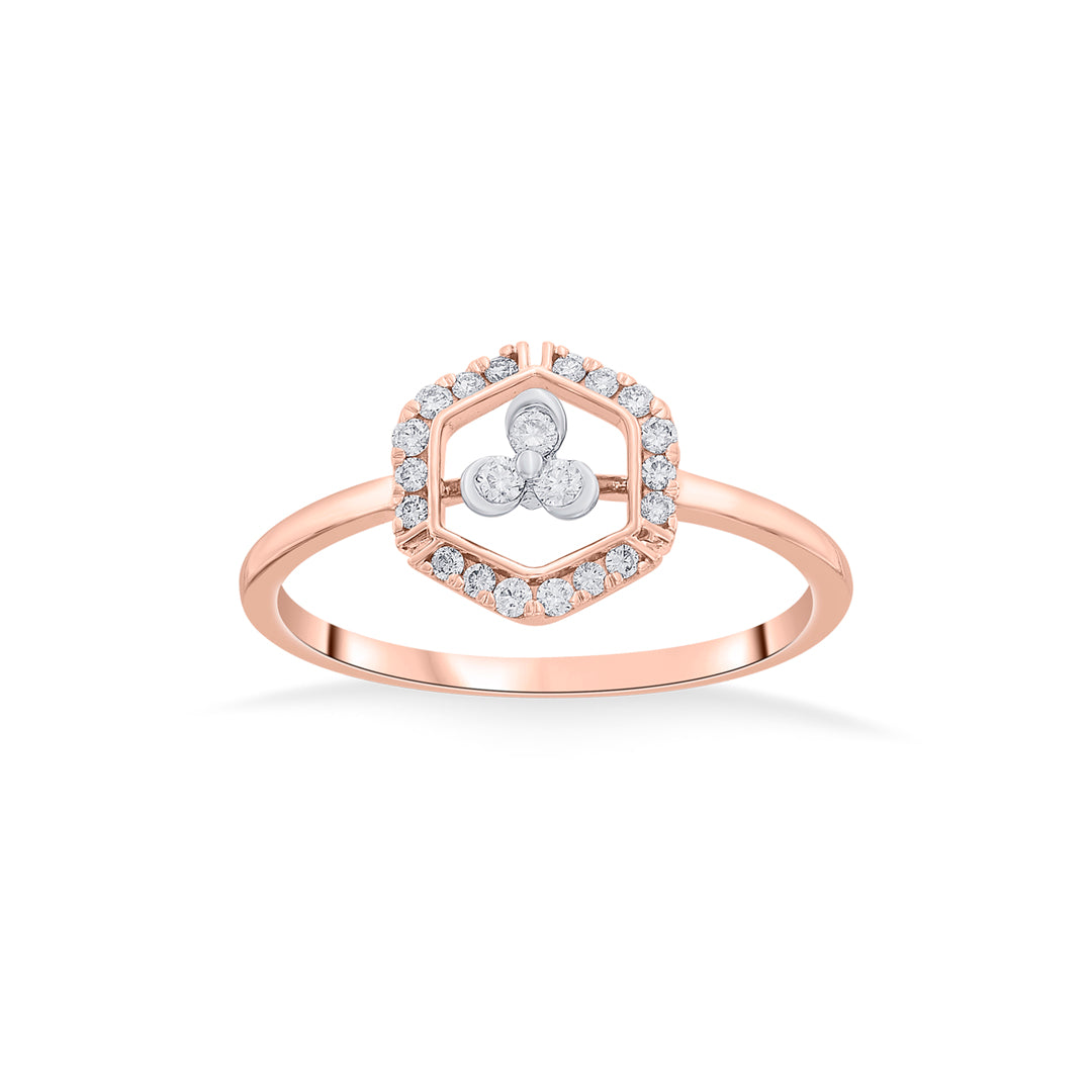 hexa glow casual rose gold diamond ring