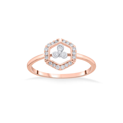 Hexa Glow Casual Rose Gold Diamond Ring