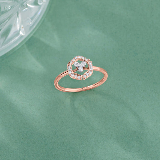 Hexa Glow Casual Rose Gold Diamond Ring