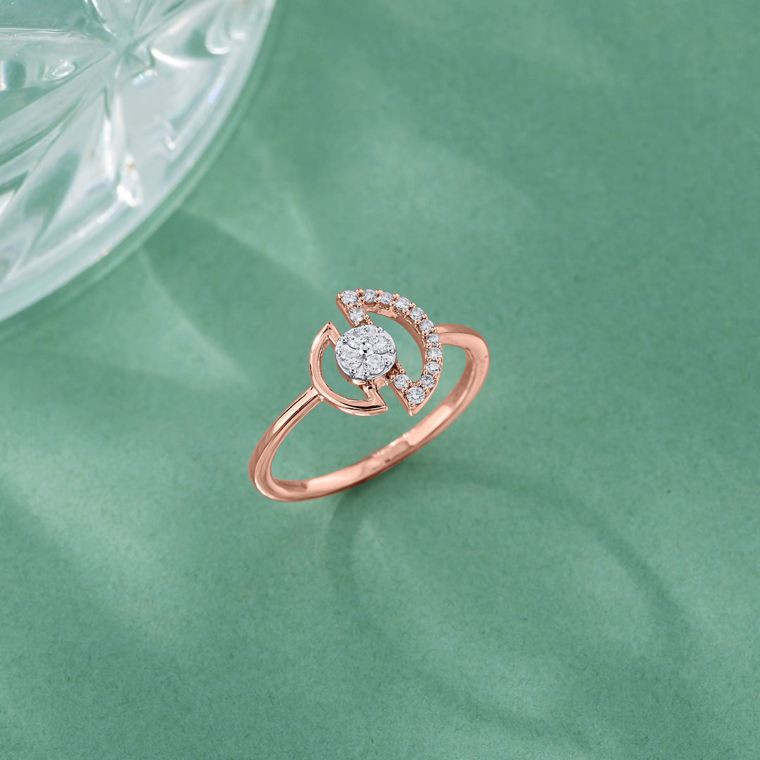 d glow cocktail rose gold diamond ring