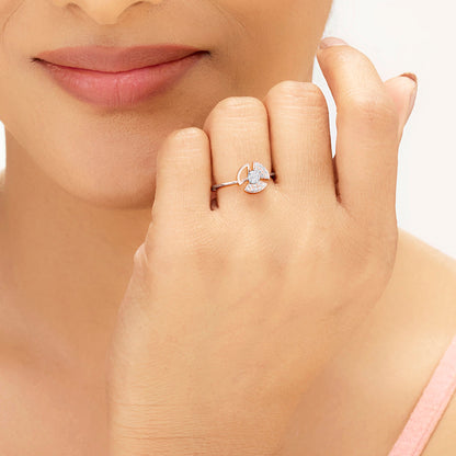 Spin Fins Fashion Rose Gold Diamond Ring