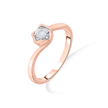 Studded Swirl Casual Rose Gold Diamond Ring