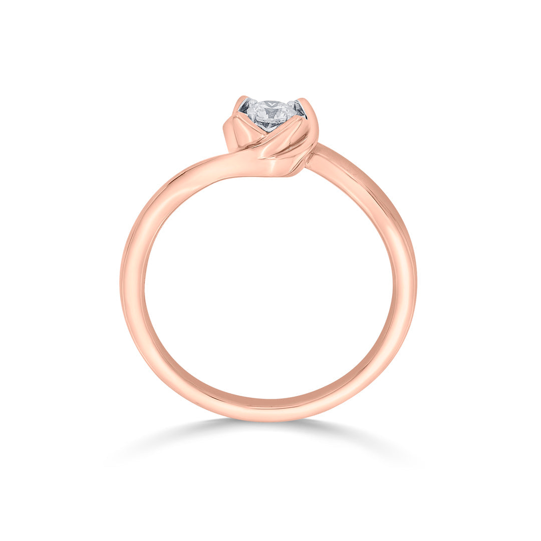 studded swirl casual rose gold diamond ring