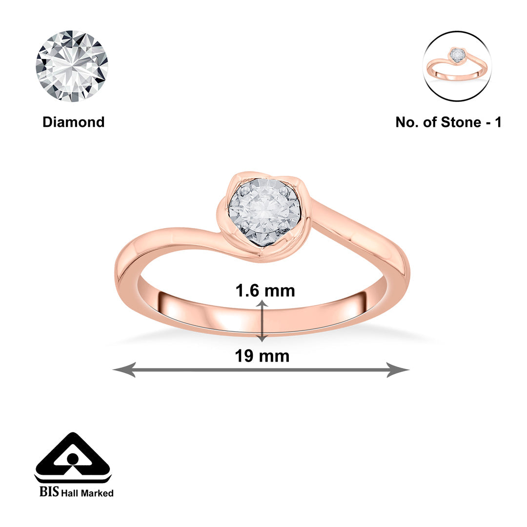 studded swirl casual rose gold diamond ring