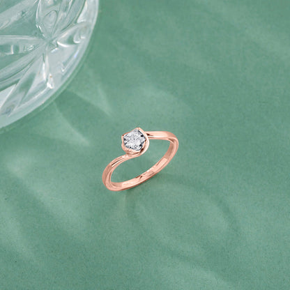 Studded Swirl Casual Rose Gold Diamond Ring