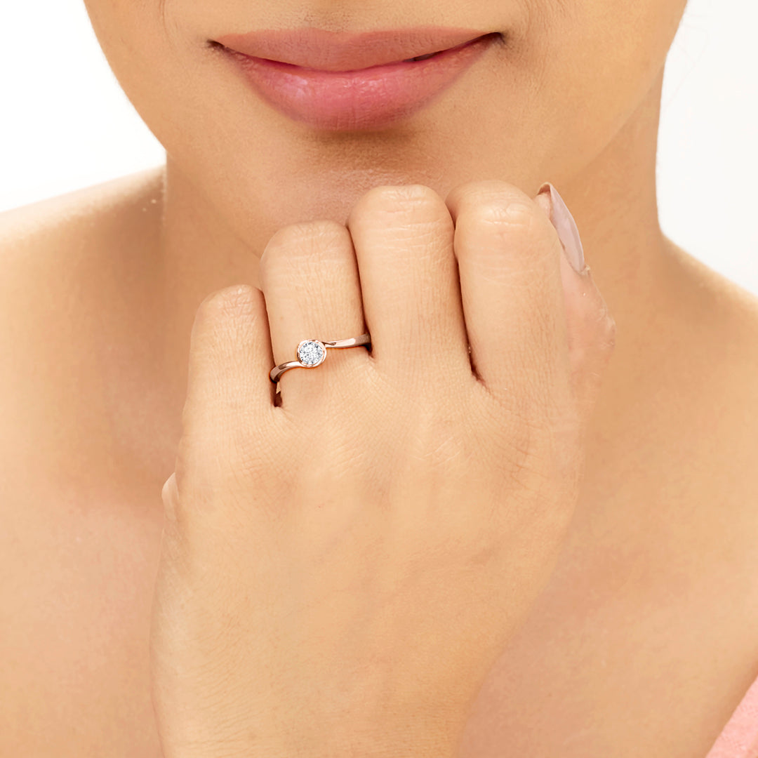 studded spin casual rose gold diamond ring