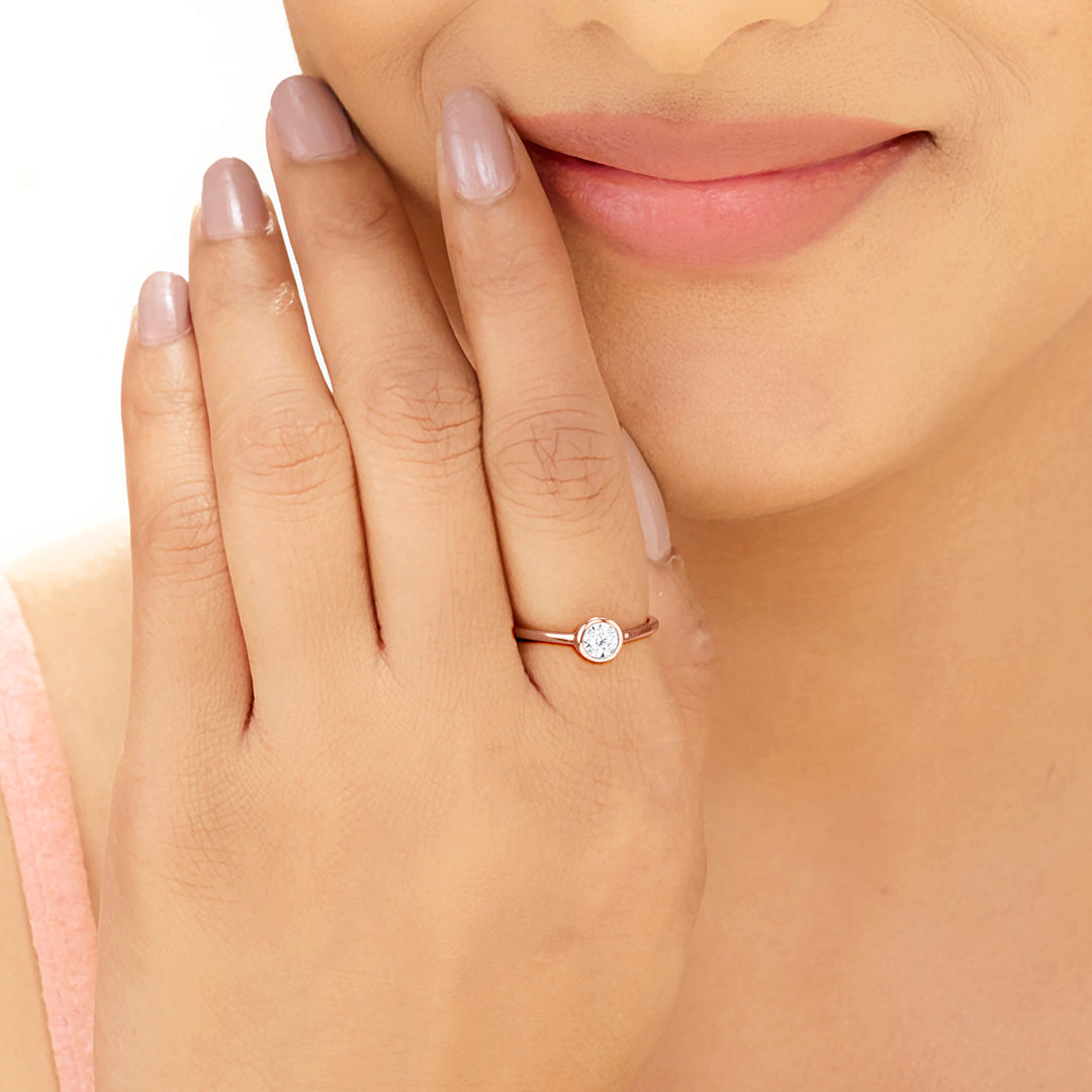 Classic Elegance Casual Rose Gold Diamond Ring
