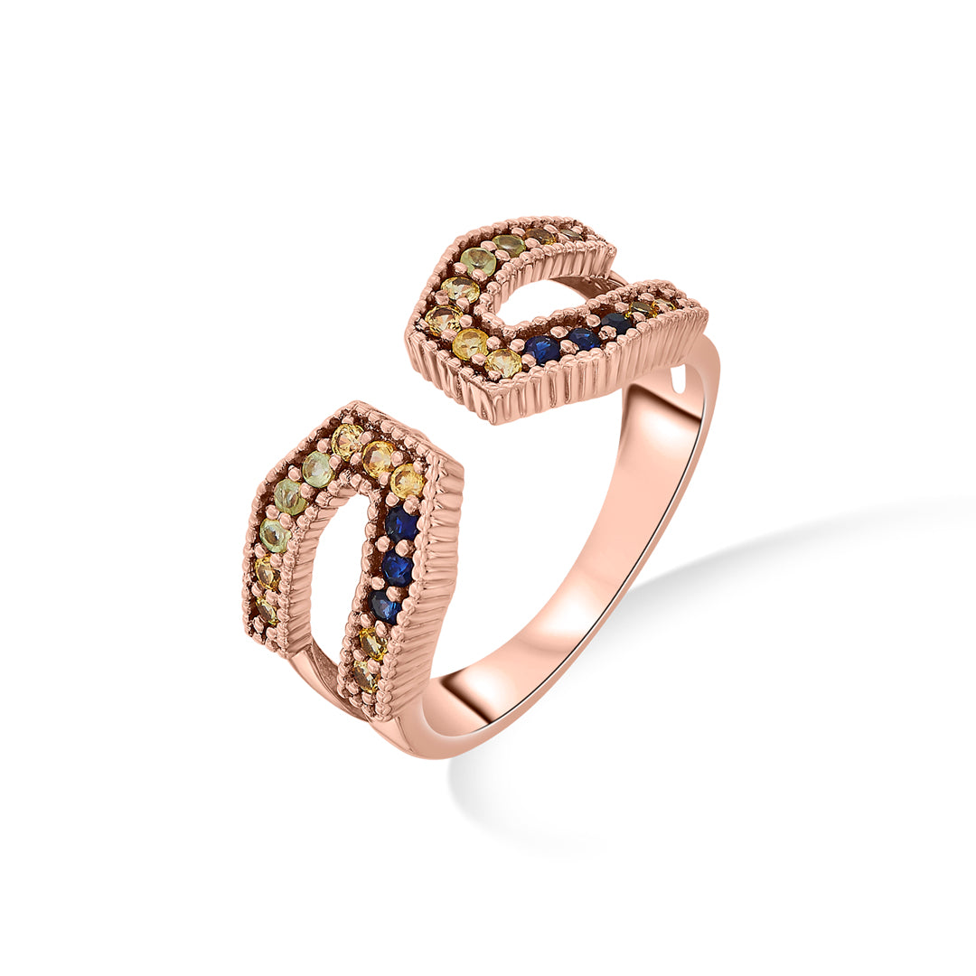 ember link cocktail rose gold ring