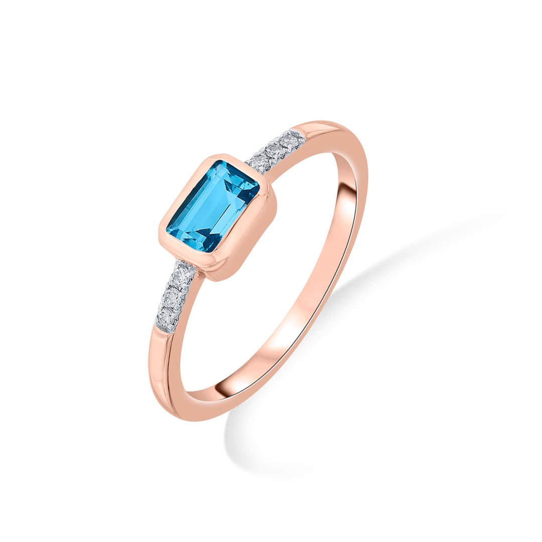 azure stone casual rose gold diamond ring