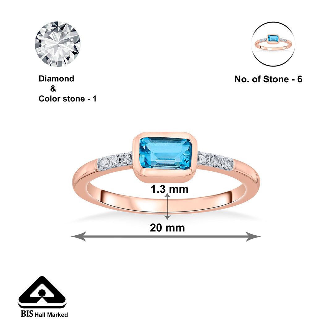 azure stone casual rose gold diamond ring
