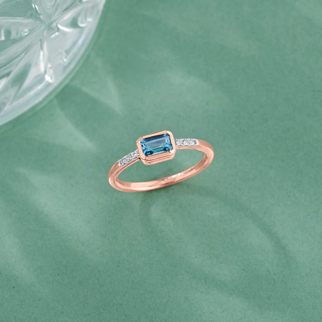 azure stone casual rose gold diamond ring