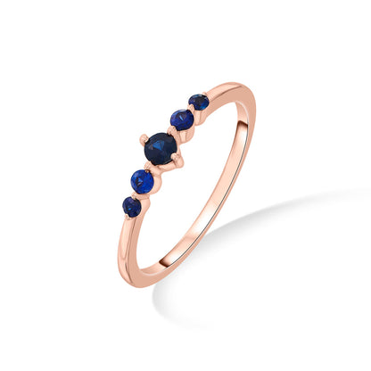 Blue Stones Casual Rose Gold Ring