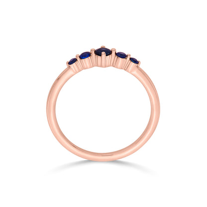Blue Stones Casual Rose Gold Ring