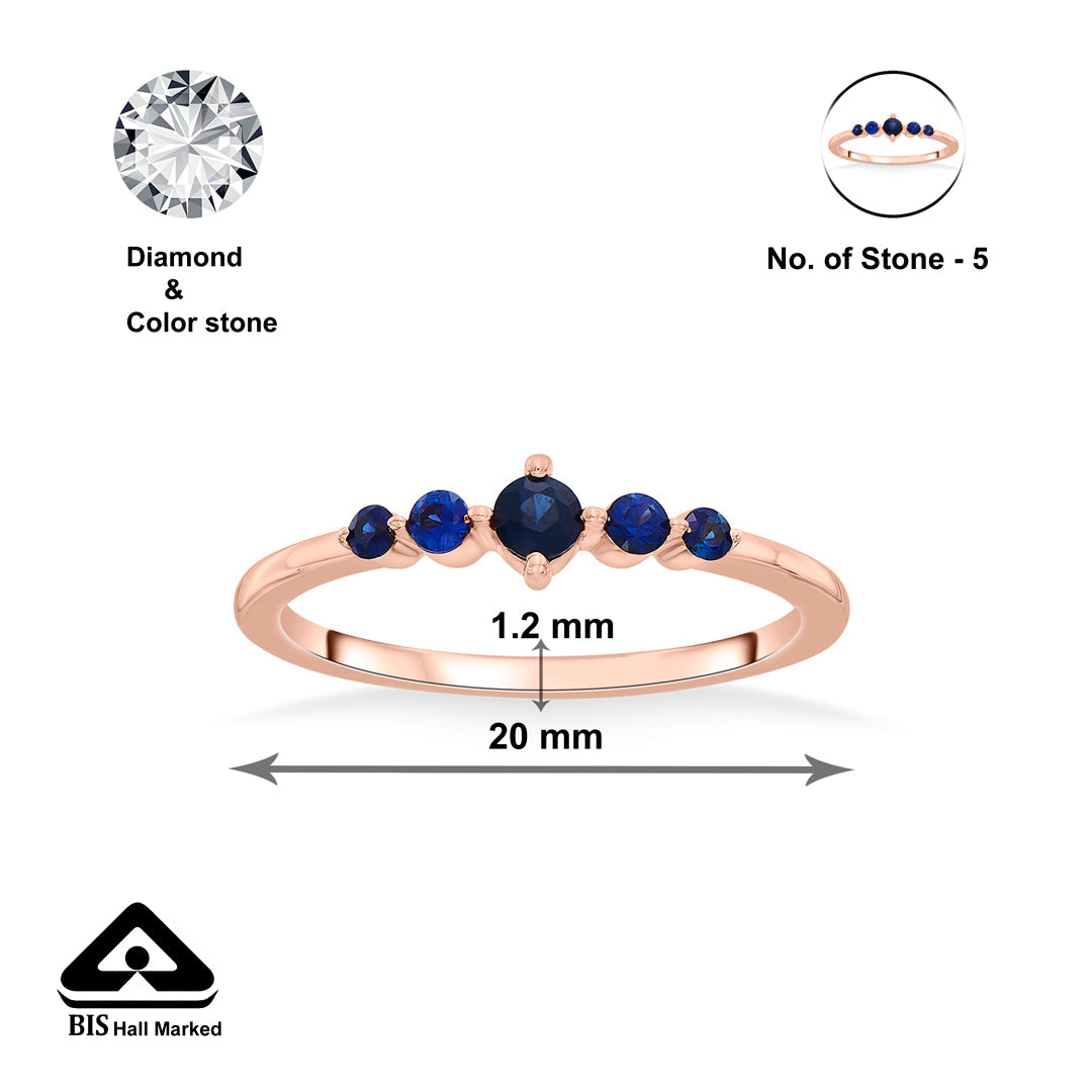 blue stones casual rose gold ring