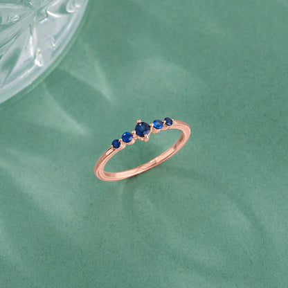Blue Stones Casual Rose Gold Ring