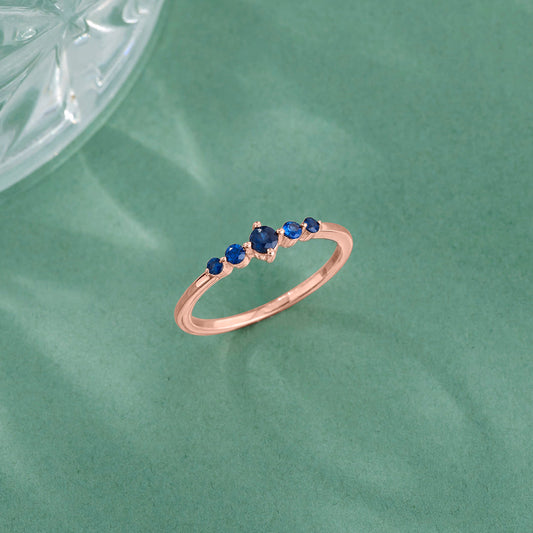 Blue Stones Casual Rose Gold Ring