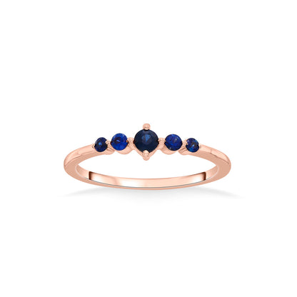 Blue Stones Casual Rose Gold Ring