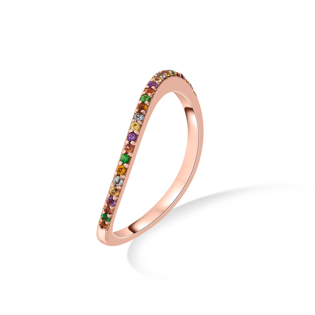 rainbow glow fashion rose gold ring