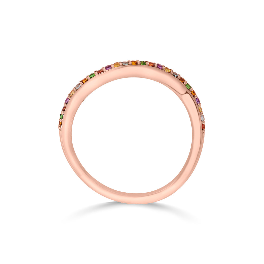 rainbow glow fashion rose gold ring