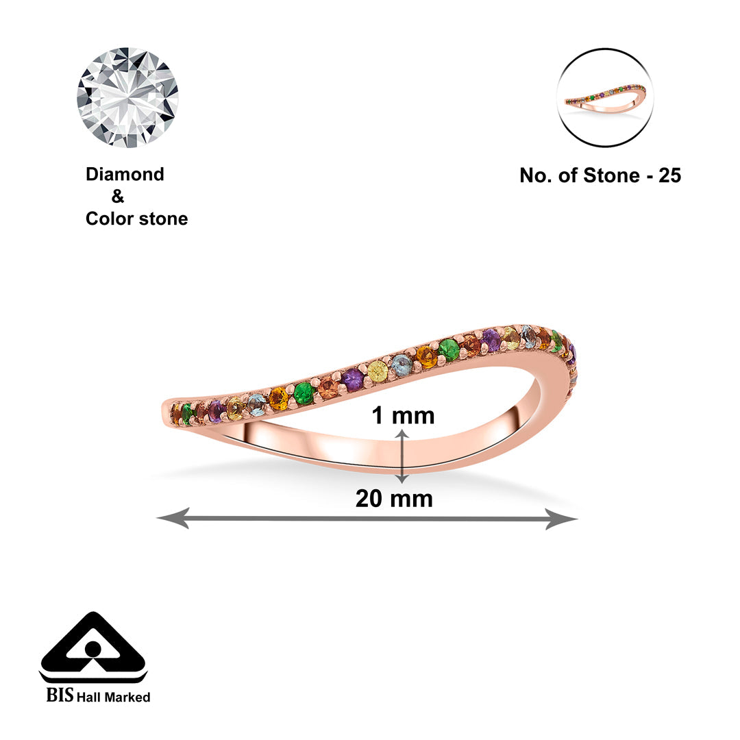 rainbow glow fashion rose gold ring