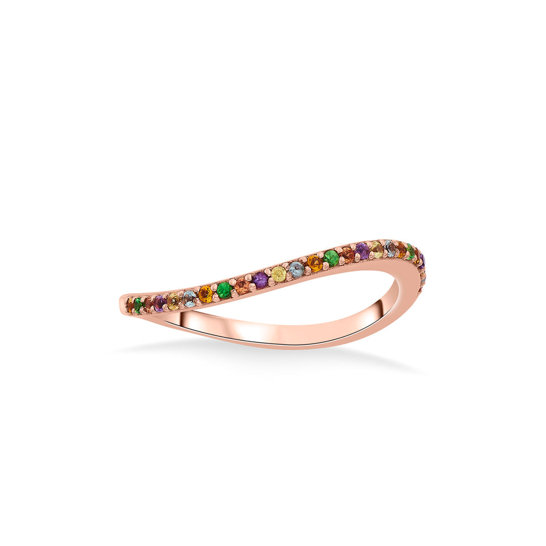 rainbow glow fashion rose gold ring