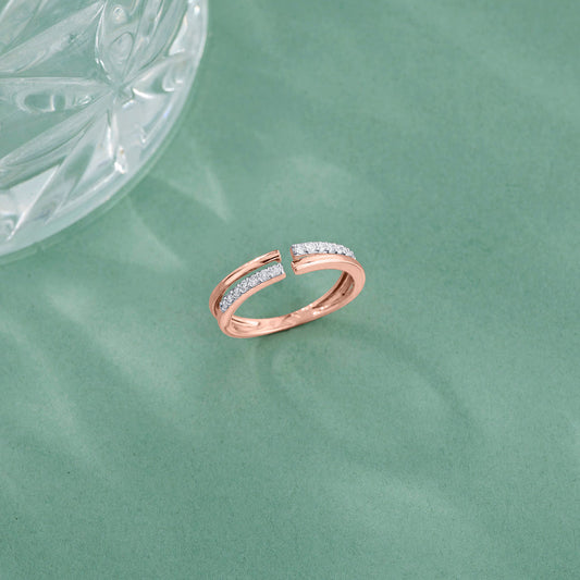 Link Hold Fashion Rose Gold Diamond Ring