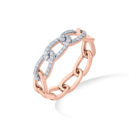 Link Chain Fashion Rose Gold Diamond Ring