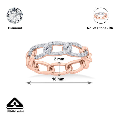 Link Chain Fashion Rose Gold Diamond Ring