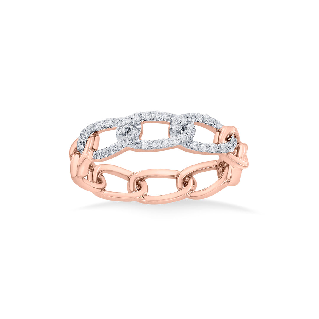 link chain fashion rose gold diamond rings