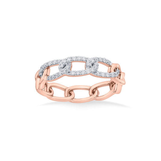 Link Chain Fashion Rose Gold Diamond Rings
