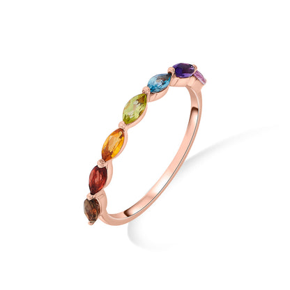 Multi Stone Fashion Rose Gold Ring
