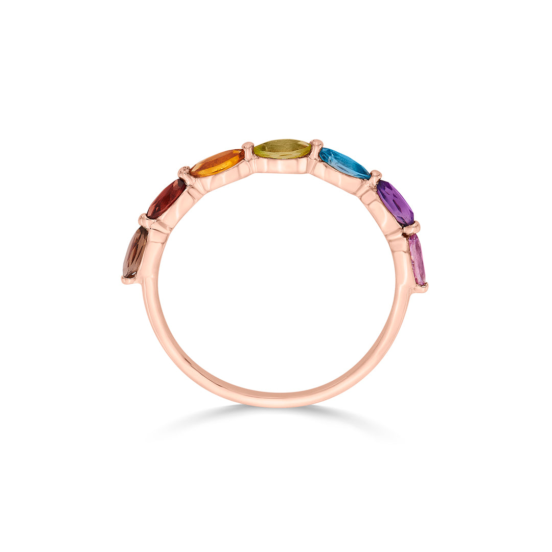 multi stone fashion rose gold ring