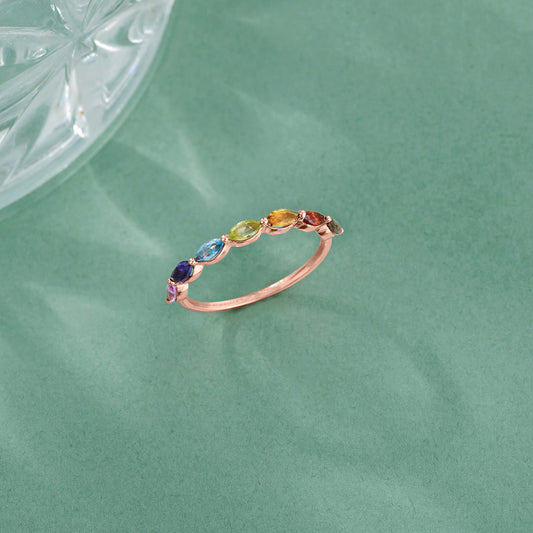 Multi Stone Fashion Rose Gold Ring