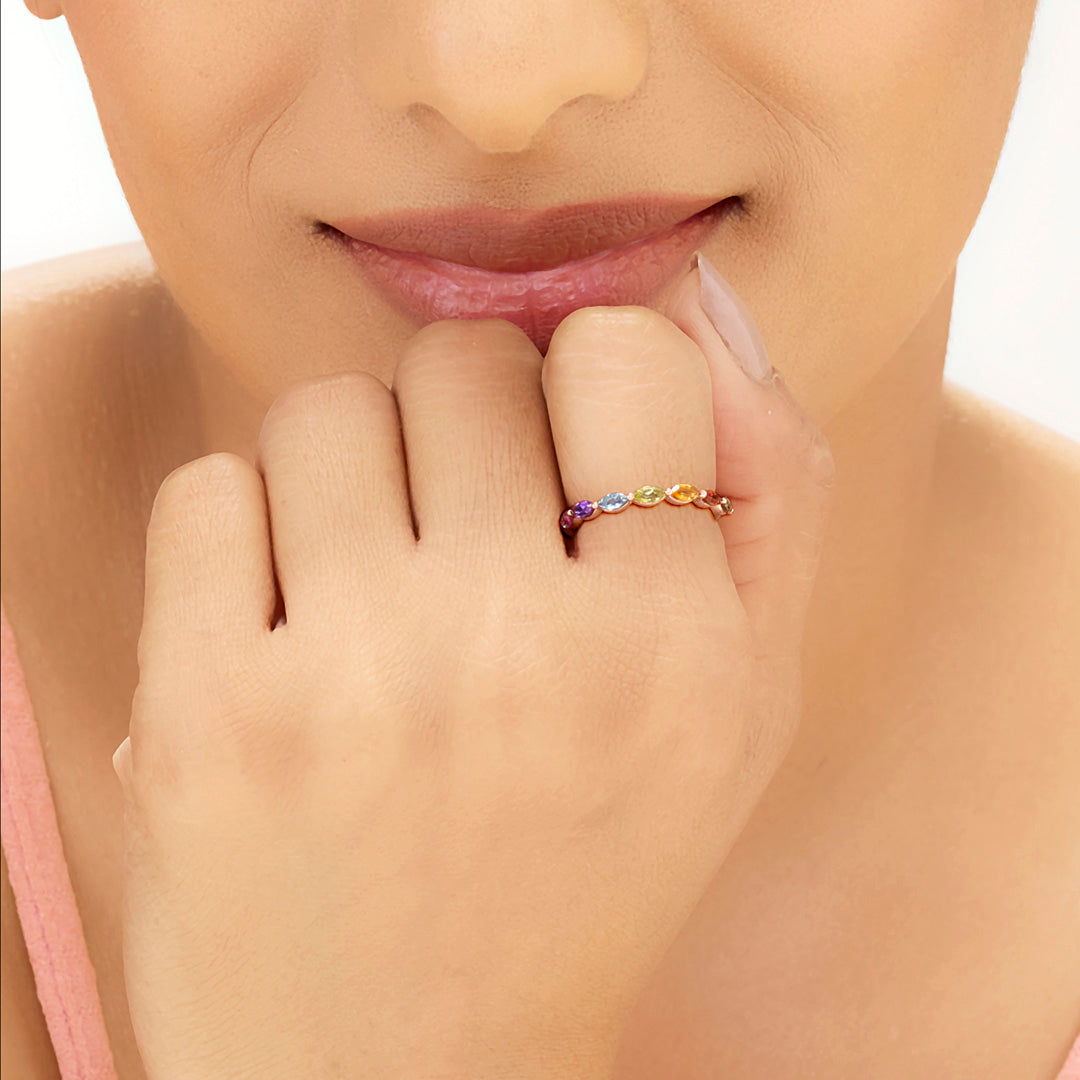 multi stone fashion rose gold ring